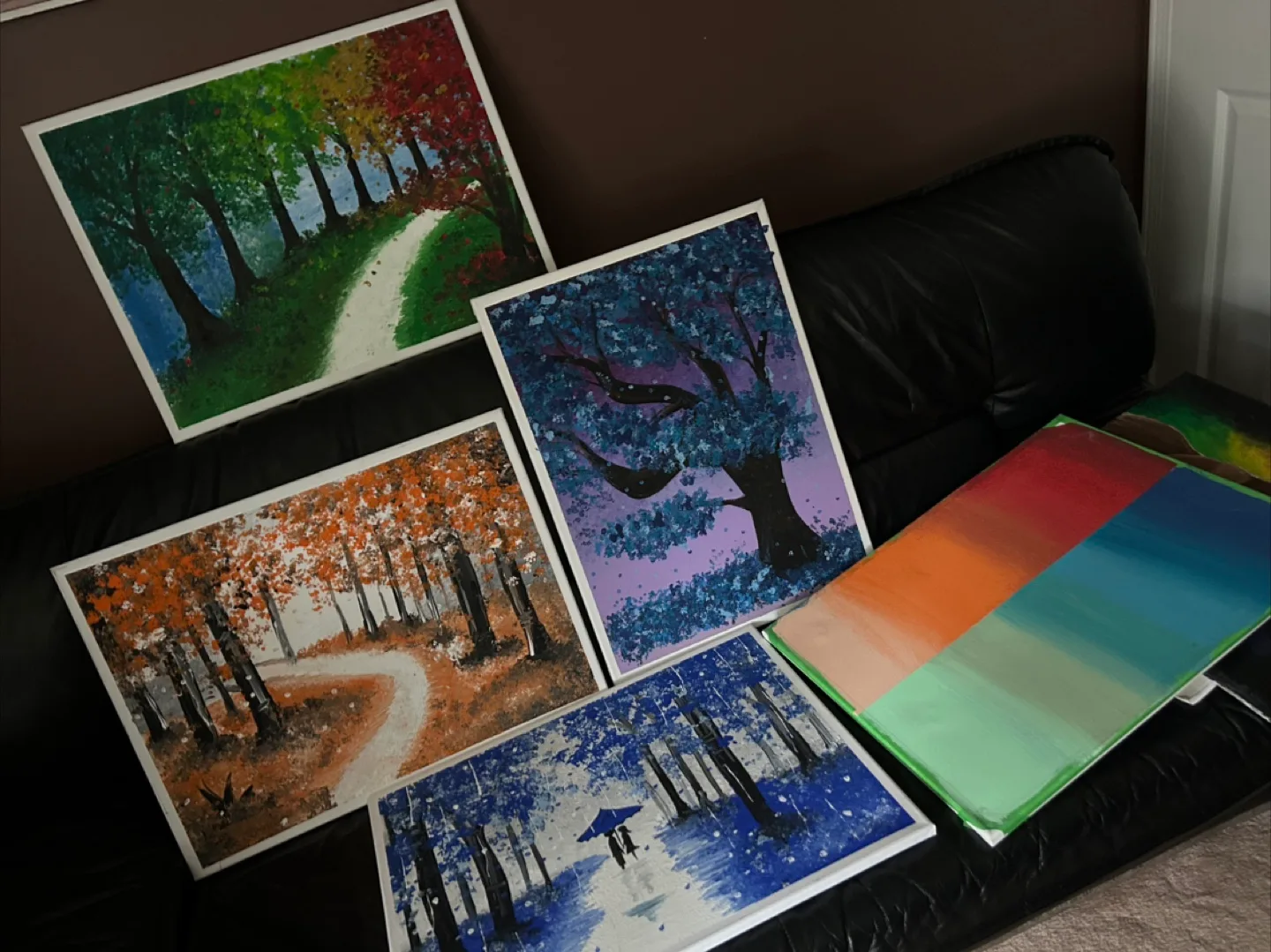 Set of 5 Original Acrylic Paintings on Canvas thumbnail
