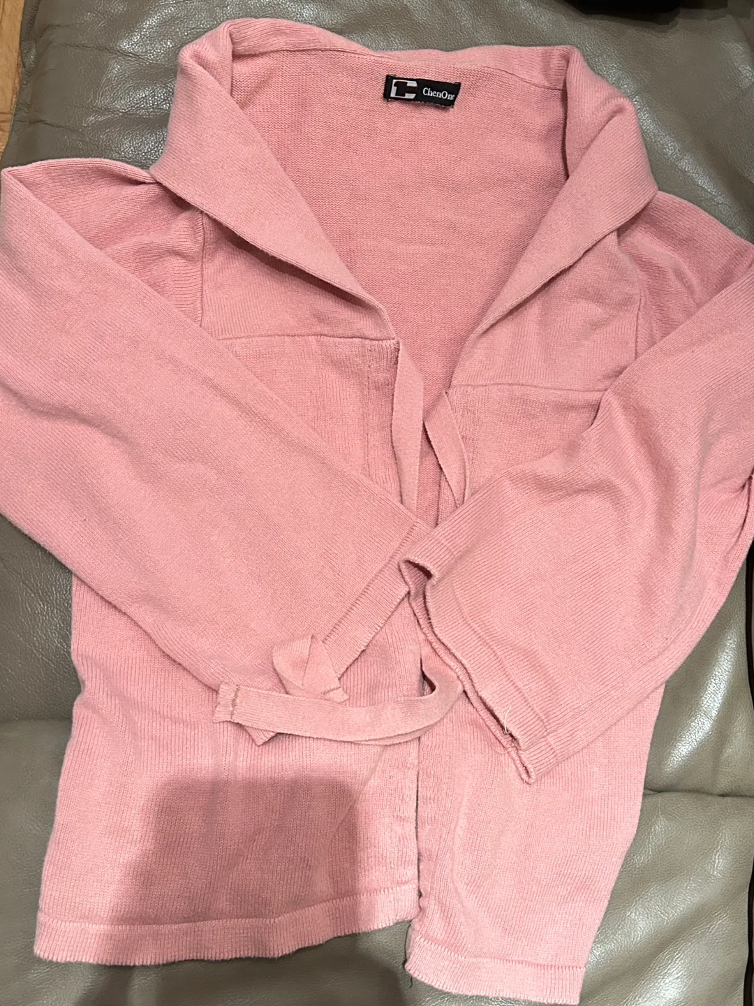 Women's Pink Cardigan and Black Pants thumbnail