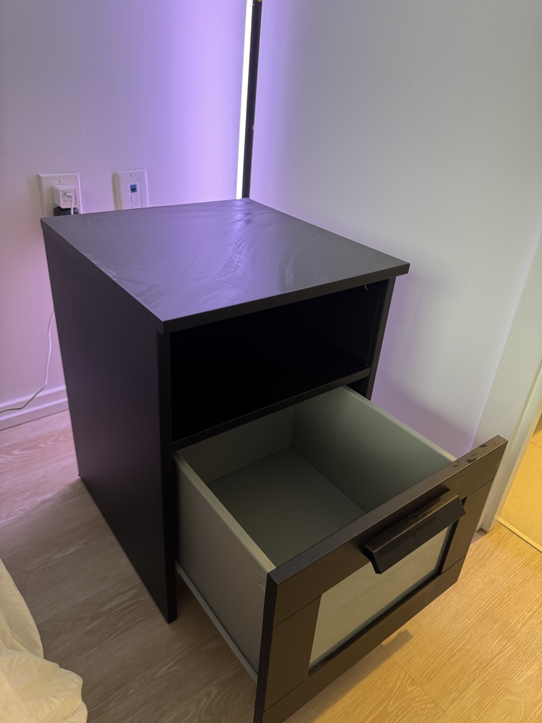 Black Nightstand with Drawer - photo 2