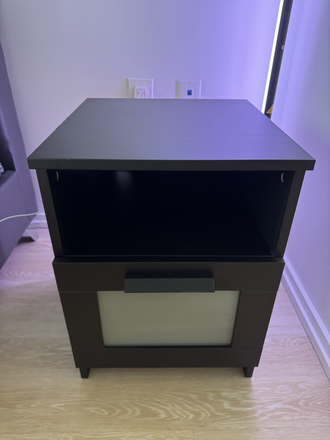 Black Nightstand with Drawer
