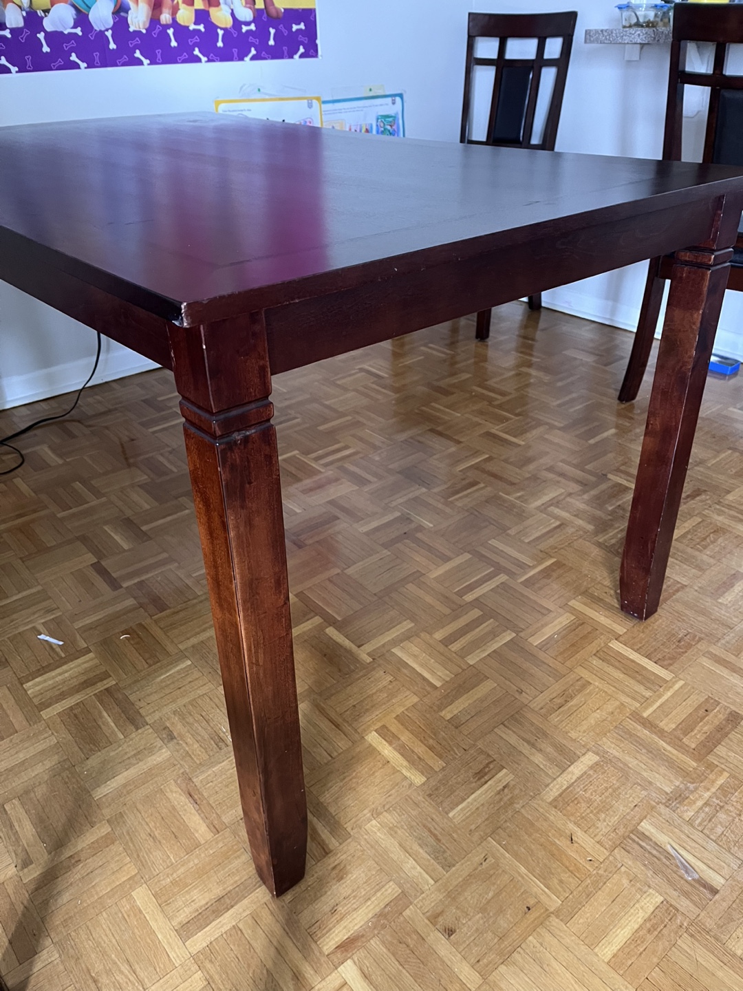 Dark Brown Wood Dining Table with 2 Chairs