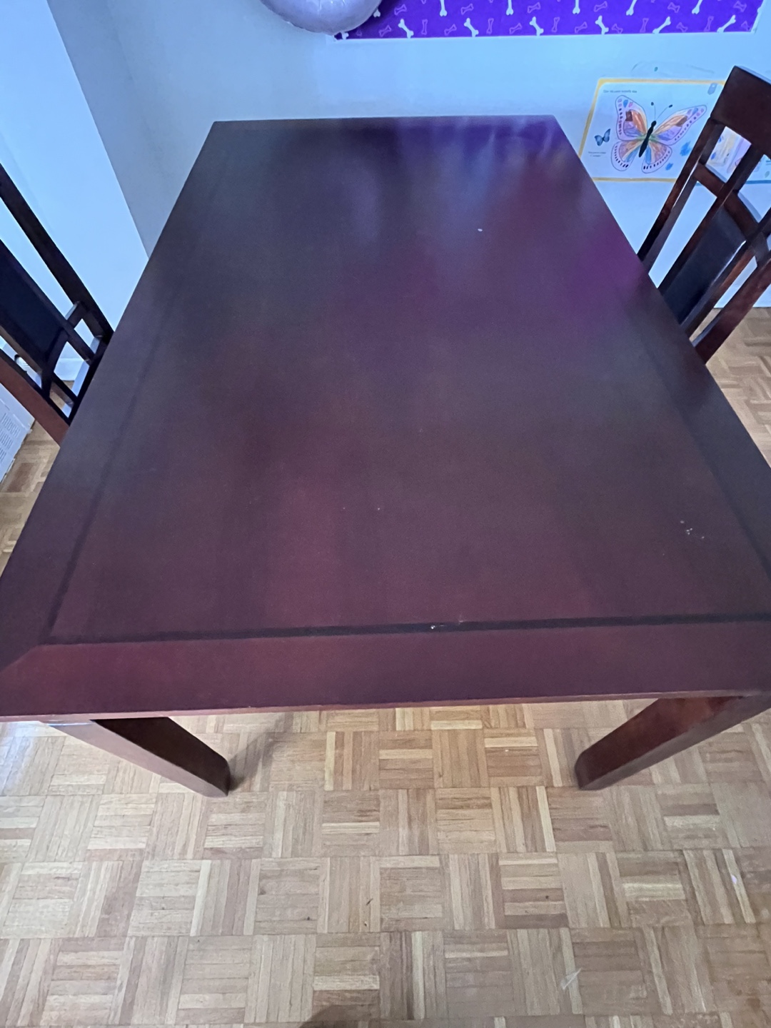 Dark Brown Wood Dining Table with 2 Chairs - photo 4