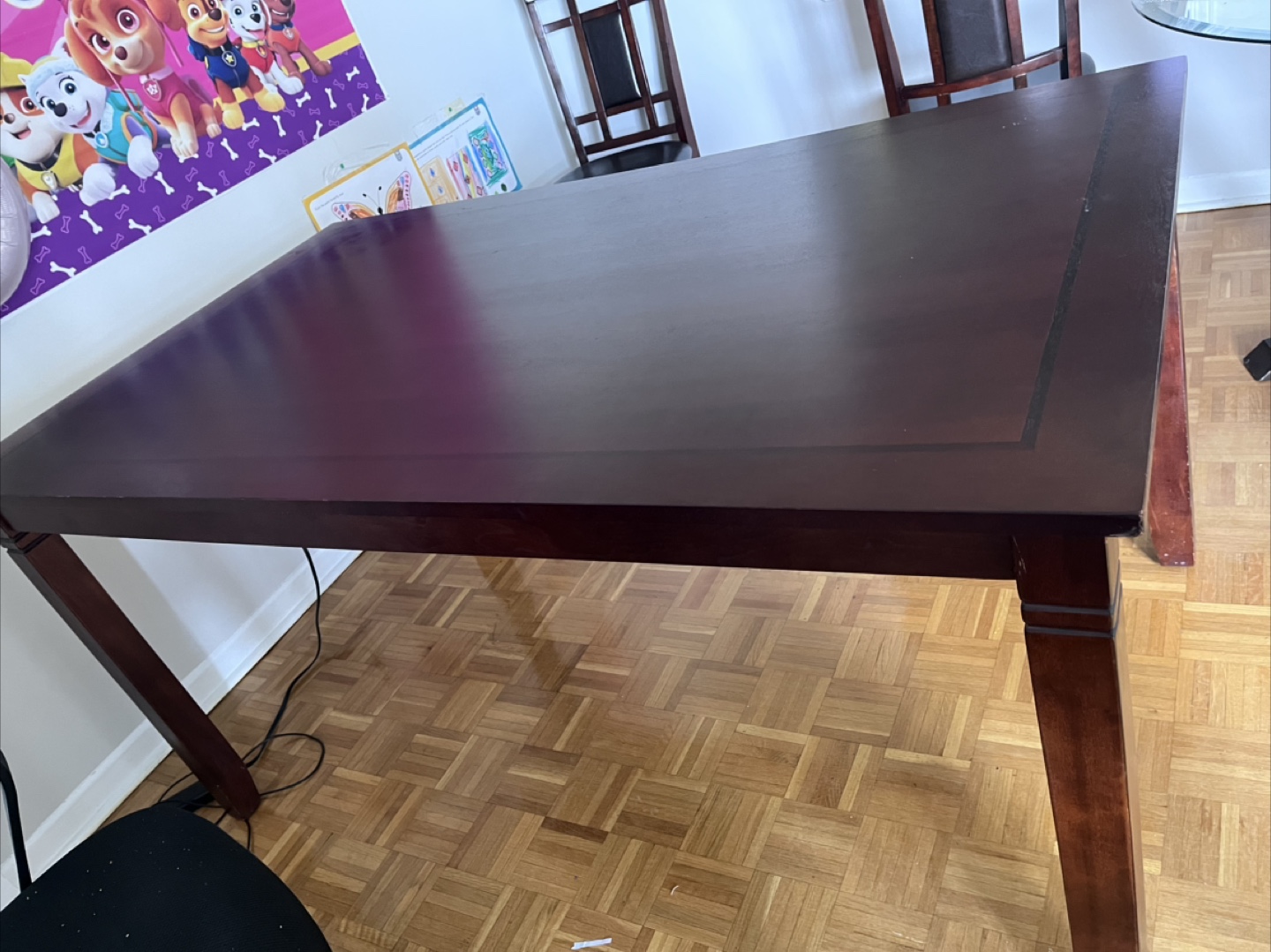 Dark Brown Wood Dining Table with 2 Chairs - photo 2