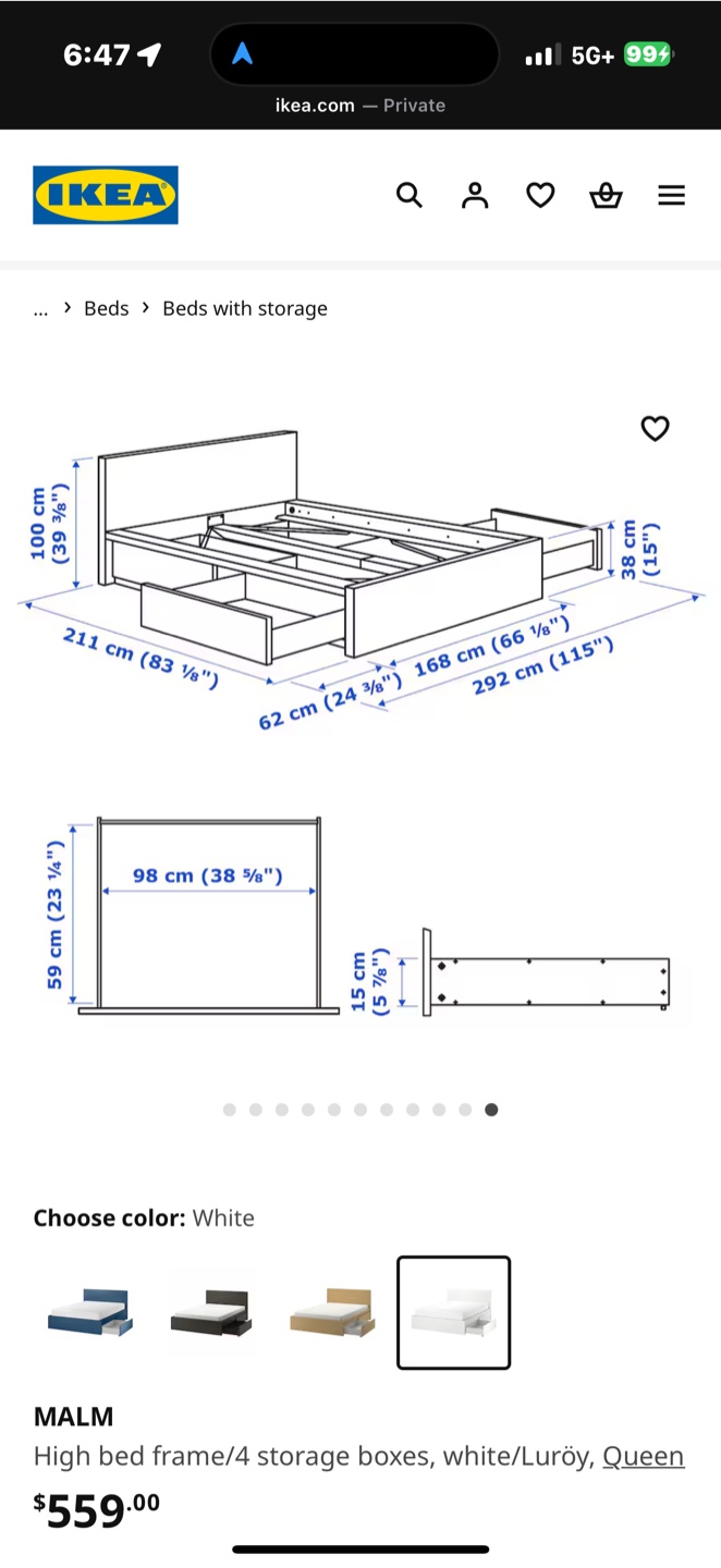 IKEA MALM Queen Bed Frame with Storage - photo 2