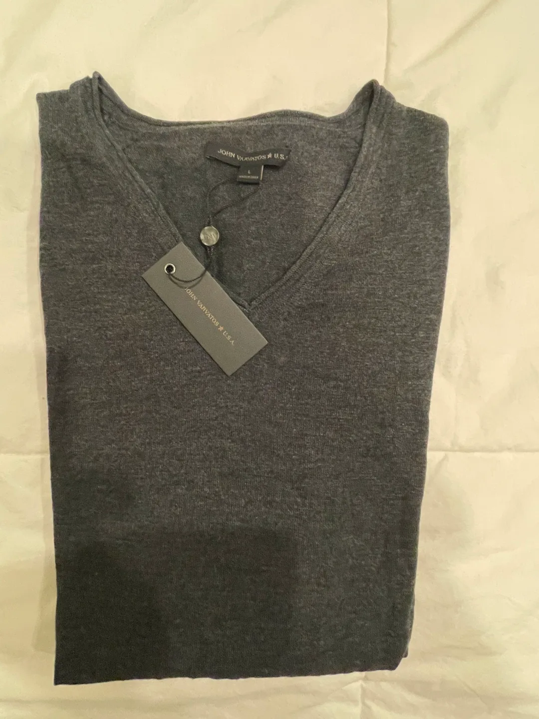 John Varvatos Men's V-Neck Long Sleeve Sweater - Size Large image indicator(2)