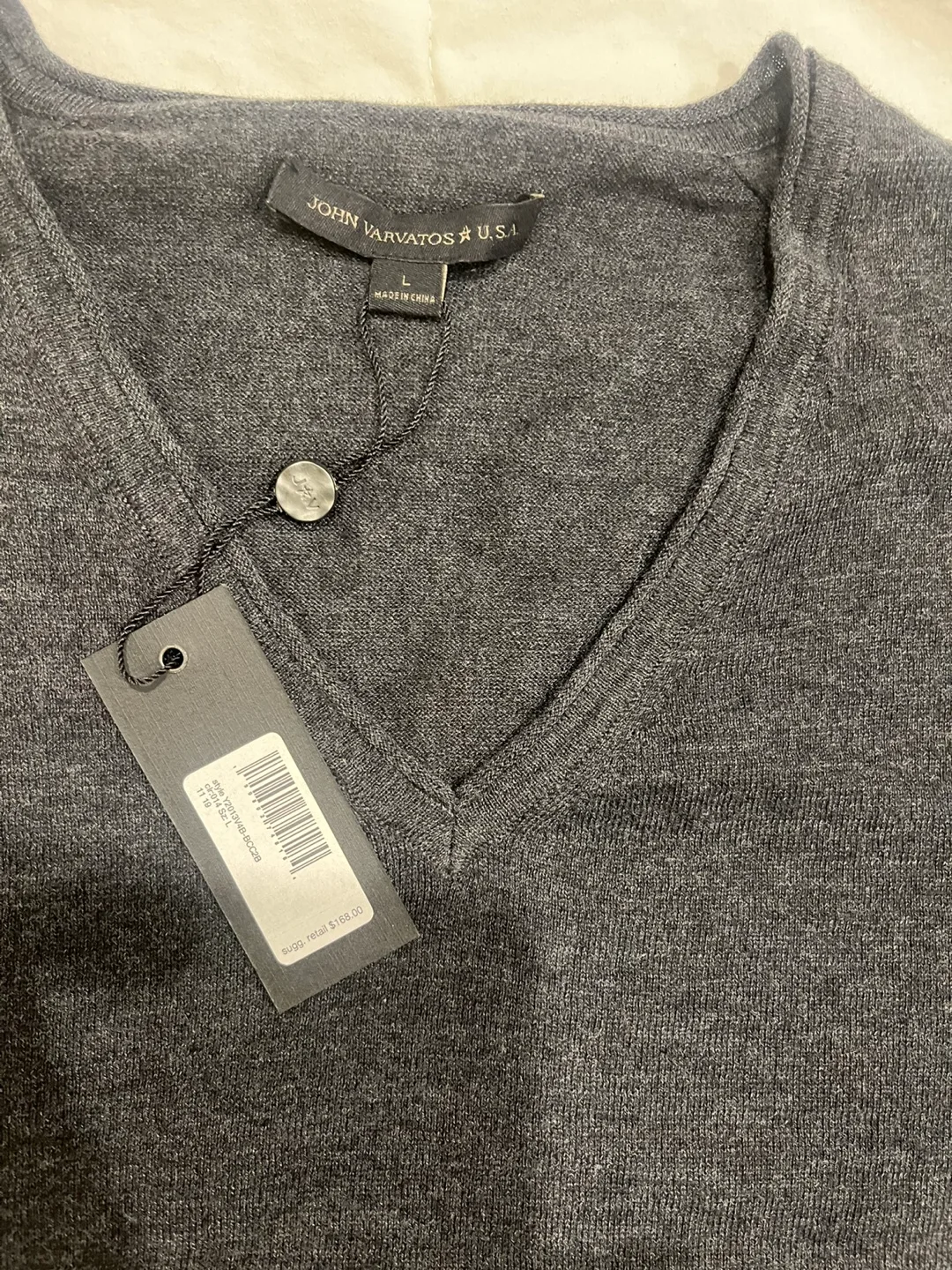 John Varvatos Men's V-Neck Long Sleeve Sweater - Size Large image indicator(3)