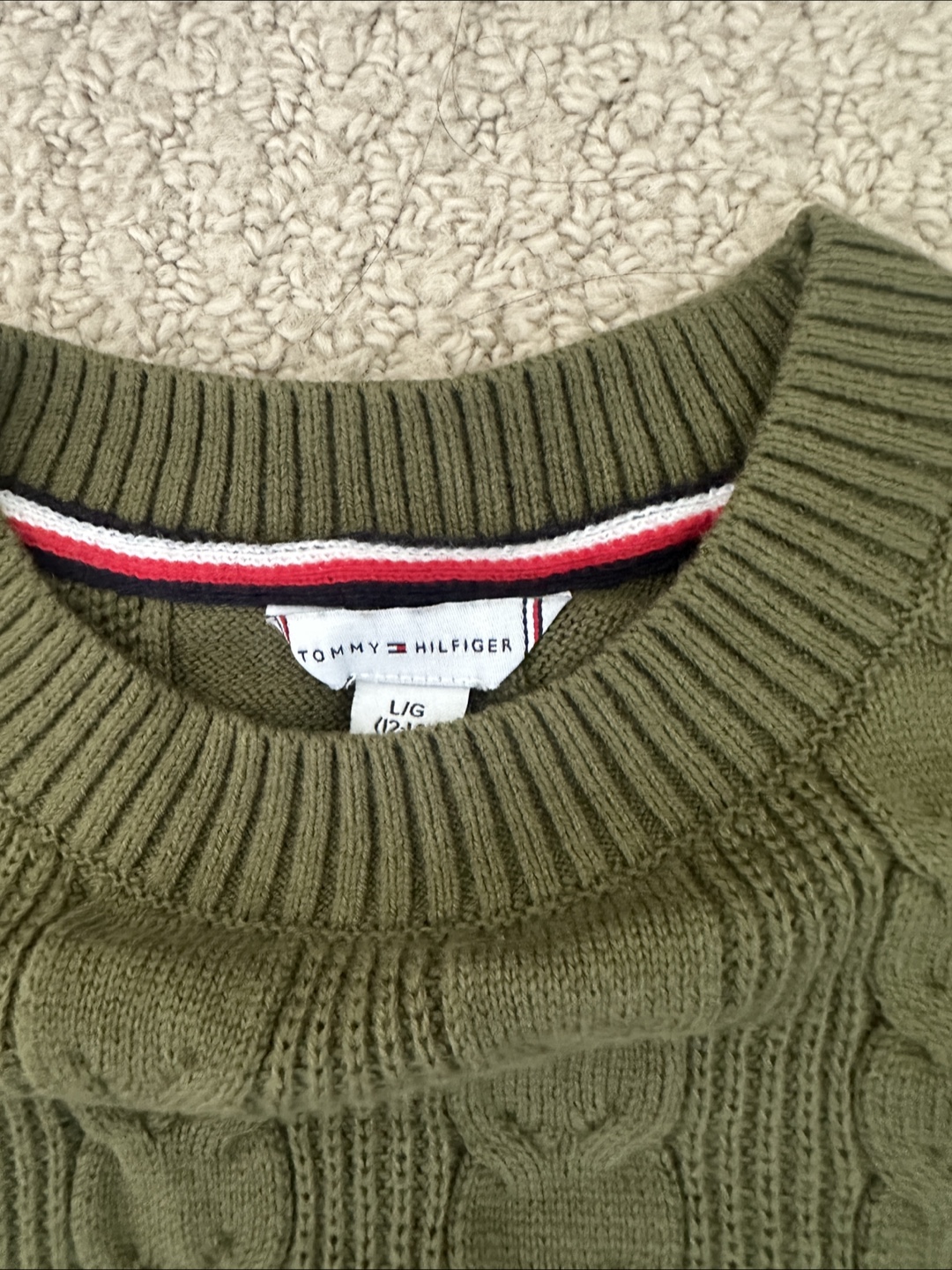 Tommy Hilfiger Olive Green Cable Knit Sweater - Size Large - photo 2