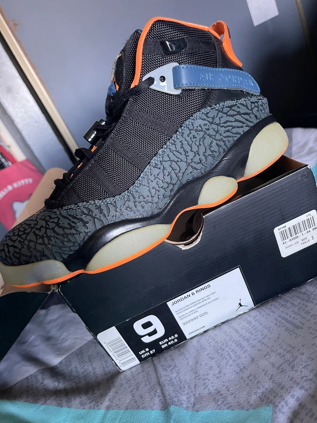 Air Jordan 6 Rings (GS) Size 9 - Black/Orange thumbnail