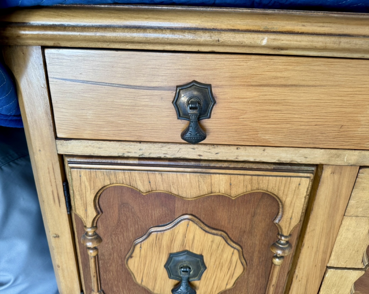 Vintage Wooden Sideboard with Two Drawers and Cabinet - photo 5