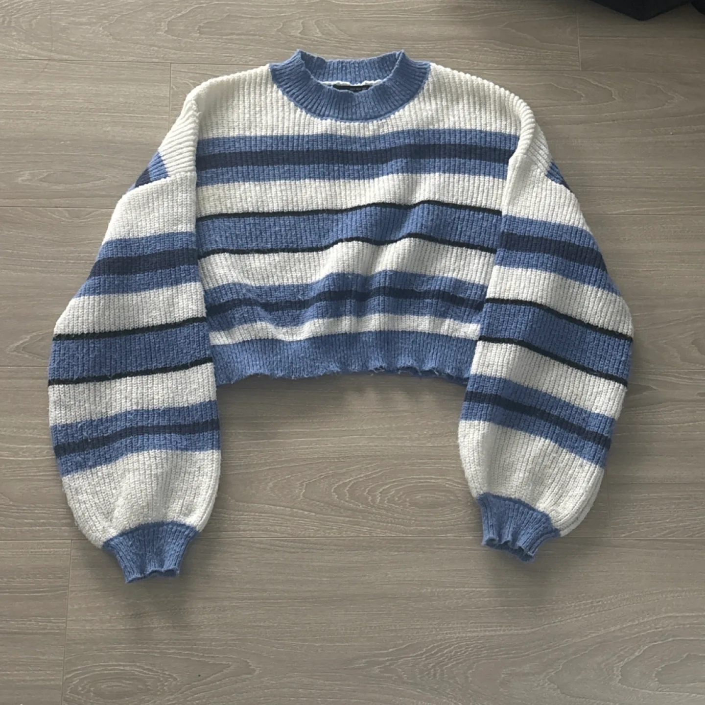 Striped Cropped Knit Sweater thumbnail