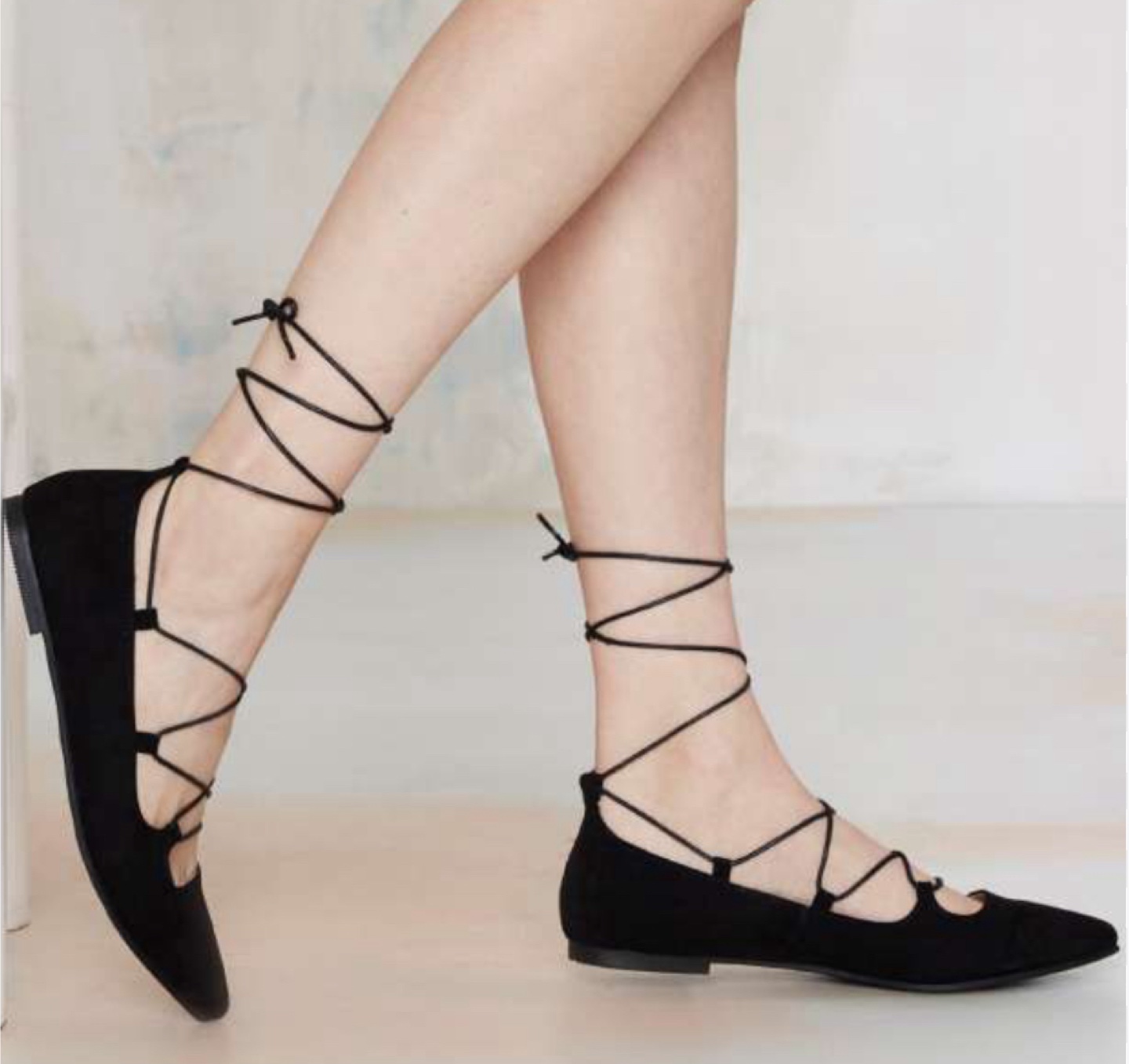American Eagle Outfitters Black Lace-Up Pointed Toe Flats - photo 3