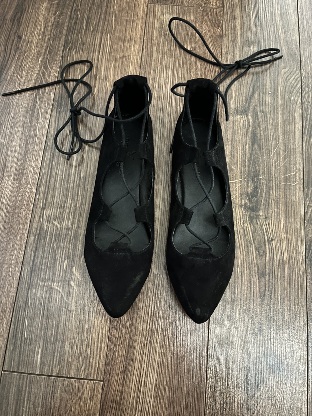 American Eagle Outfitters Black Lace-Up Pointed Toe Flats