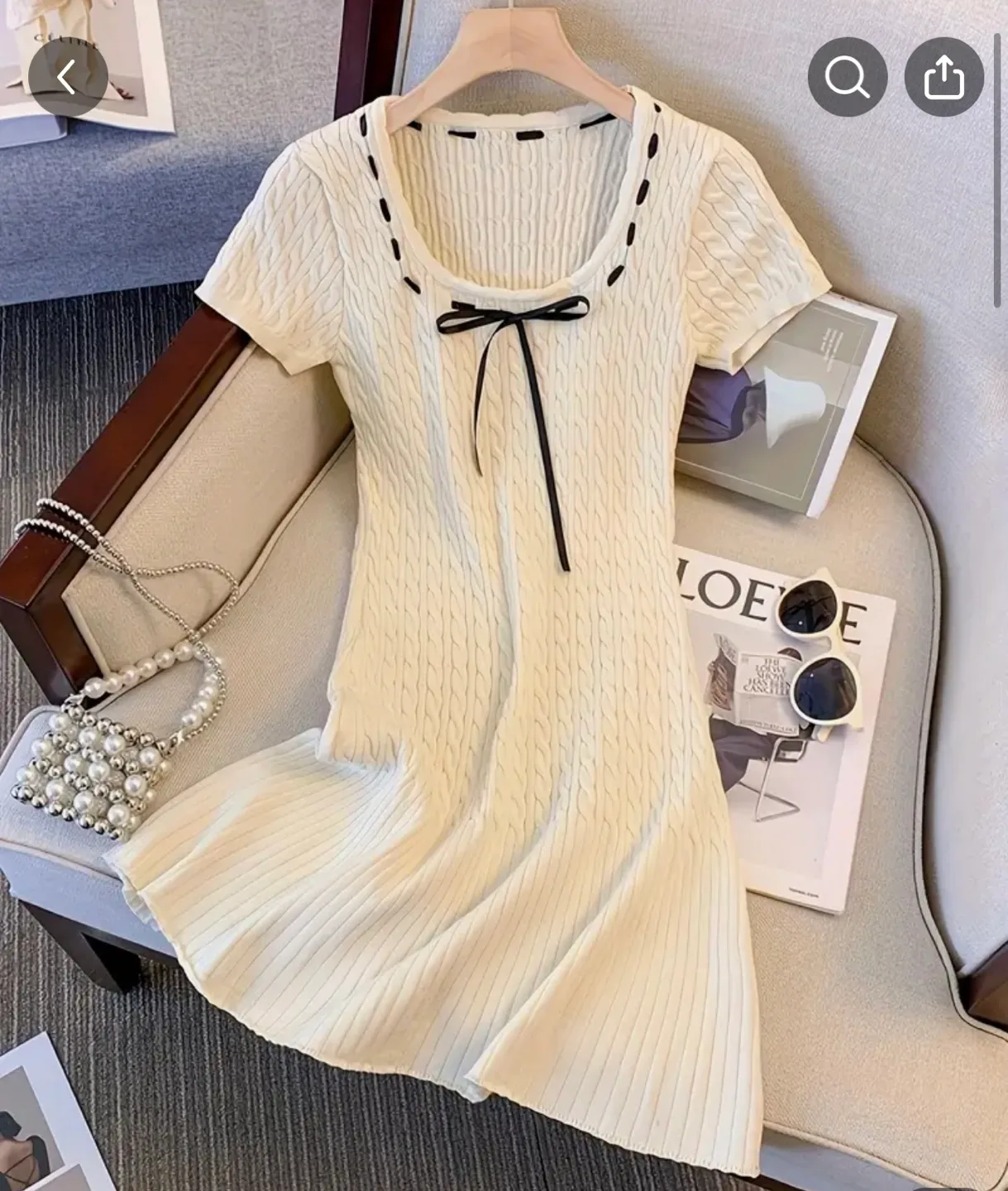 Cream Knit Mini Dress thumbnail