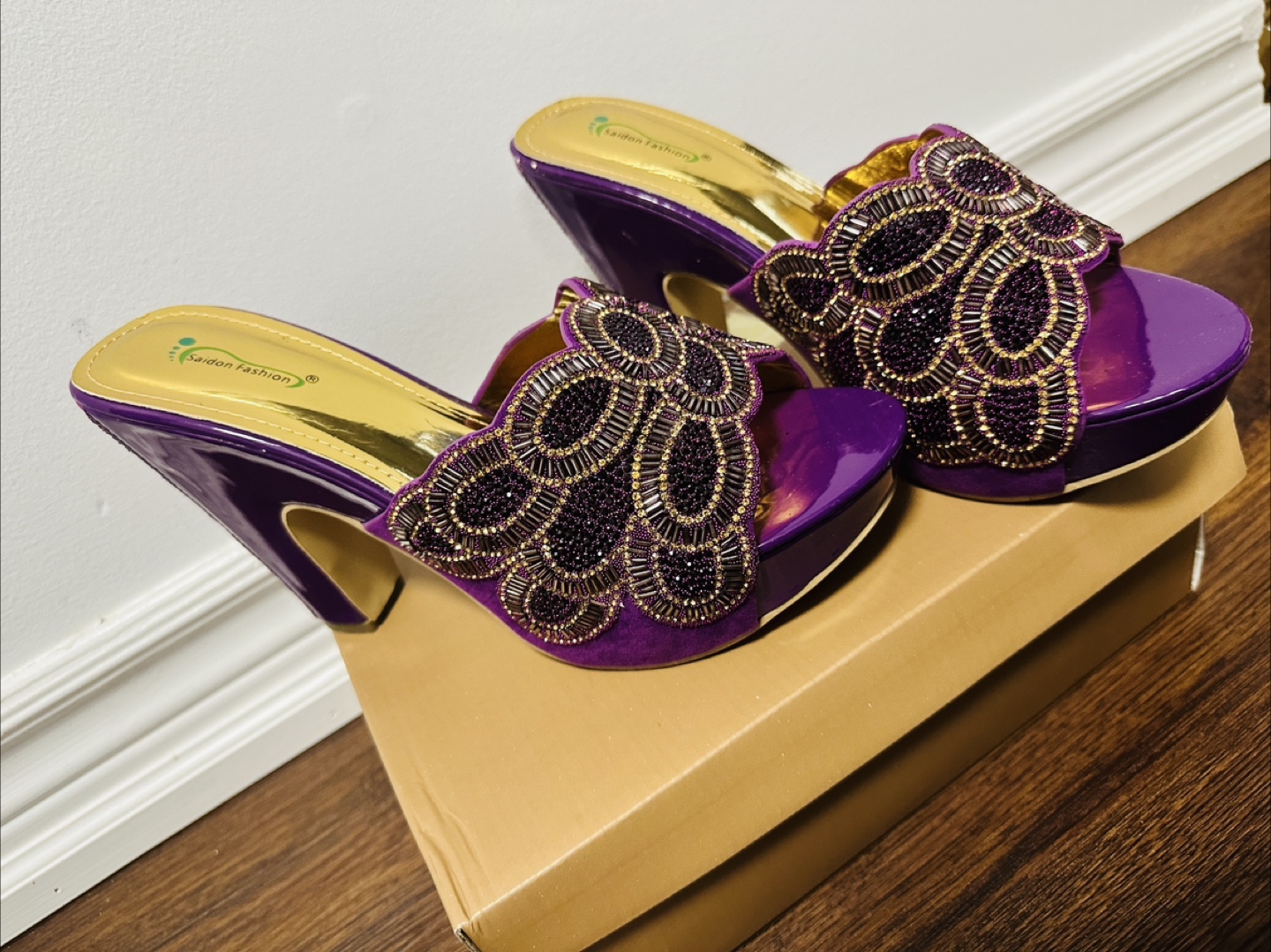 Purple Beaded Women's Heels - photo 4