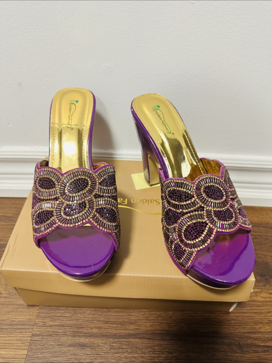 Purple Beaded Women's Heels - photo 3