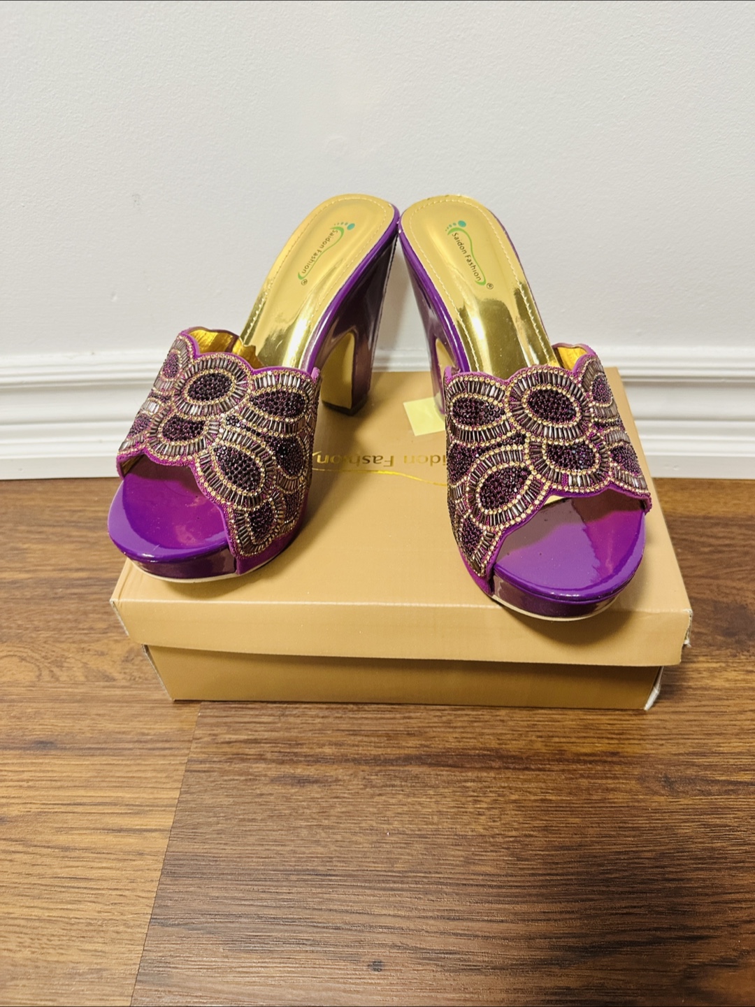 Purple Beaded Women's Heels