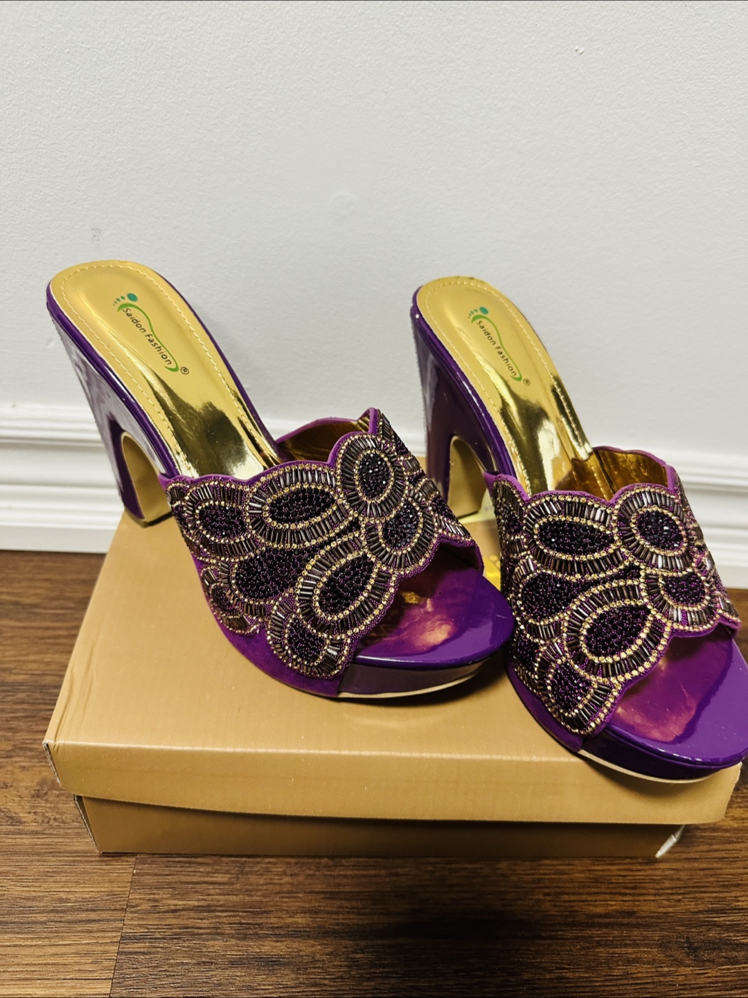 Purple Beaded Women's Heels - photo 2