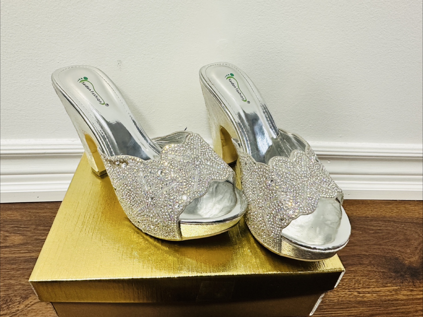 Silver Crystal Embellished Wedge heels - photo 5