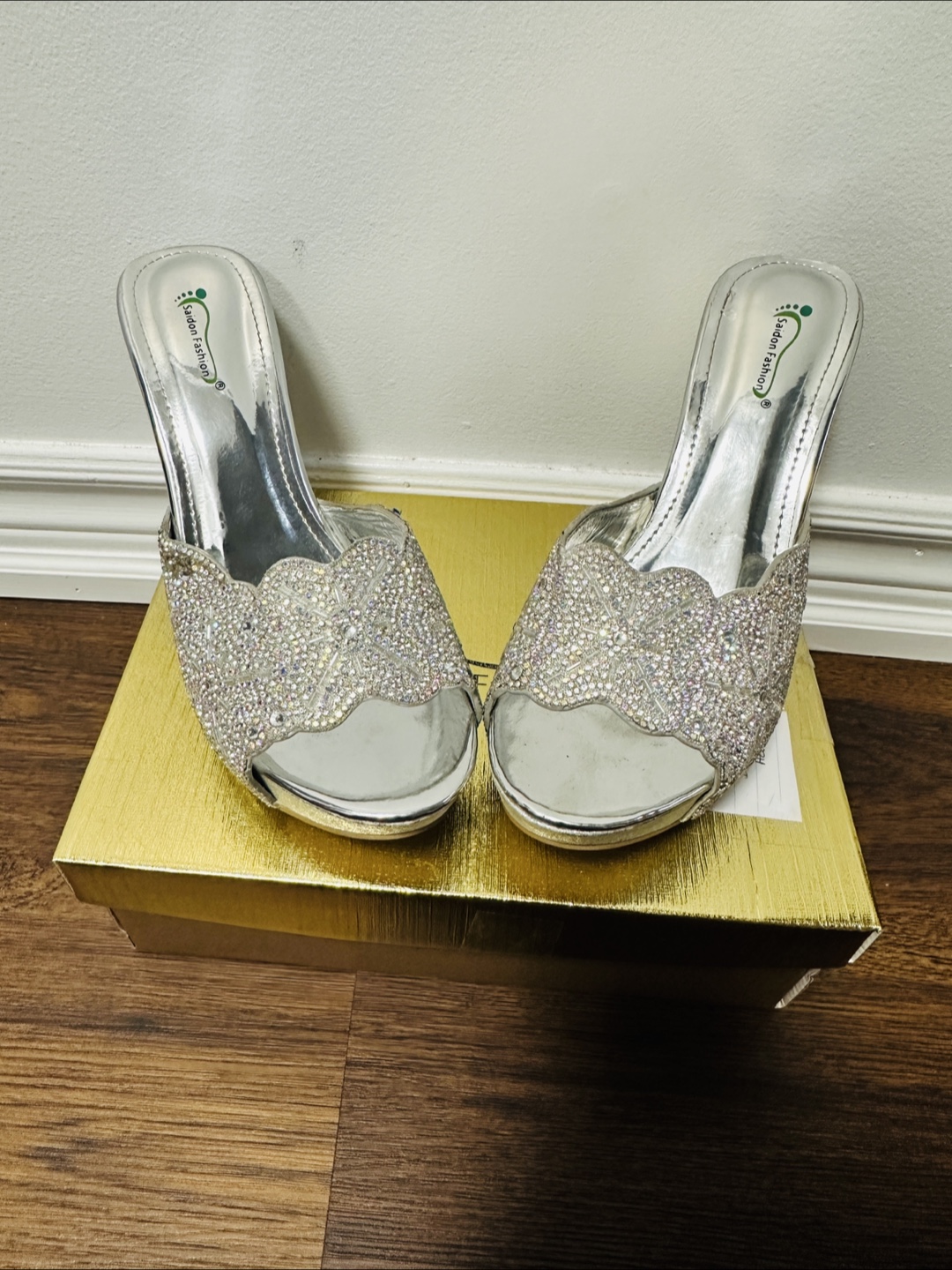 Silver Crystal Embellished Wedge heels - photo 4