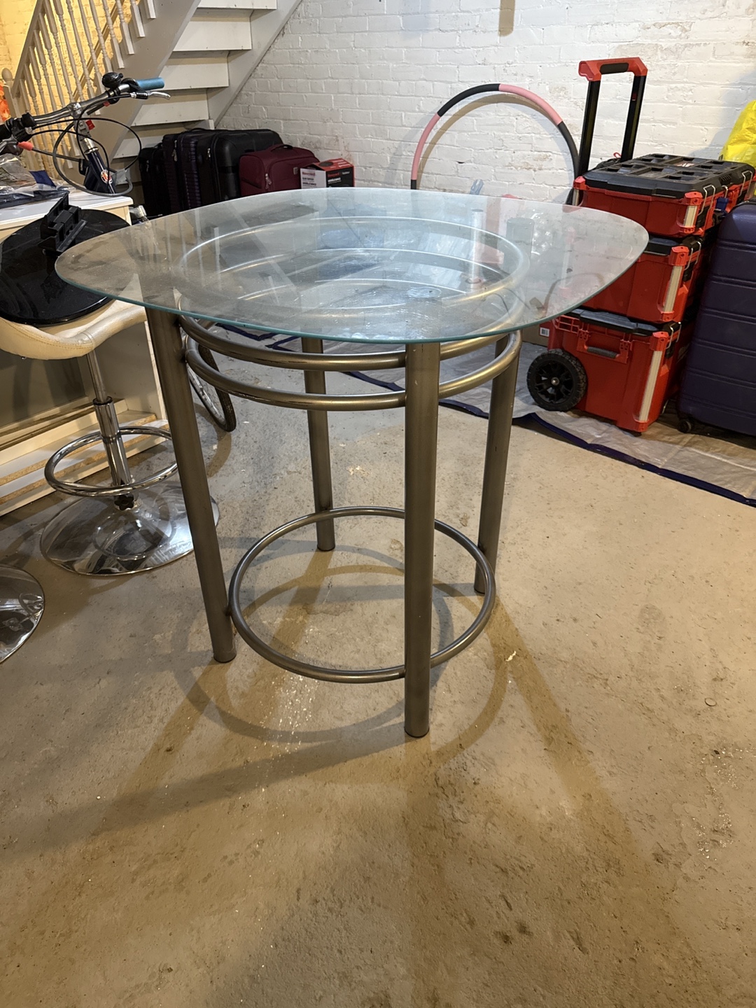Glass-top Pub Table with Metal Frame