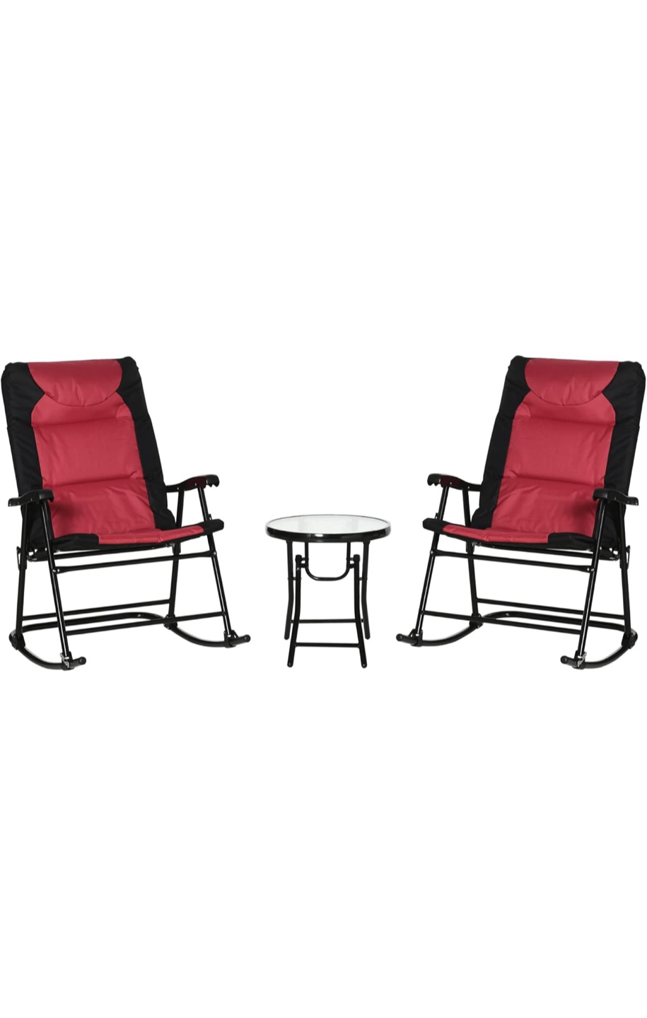 3-Piece Patio Rocking Chair Set with Glass Top Table