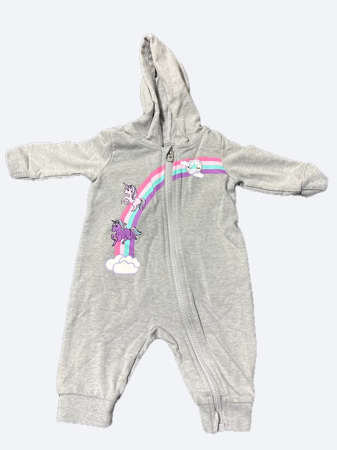 Converse Baby Girls' Unicorn Zip-Up Jumpsuit thumbnail