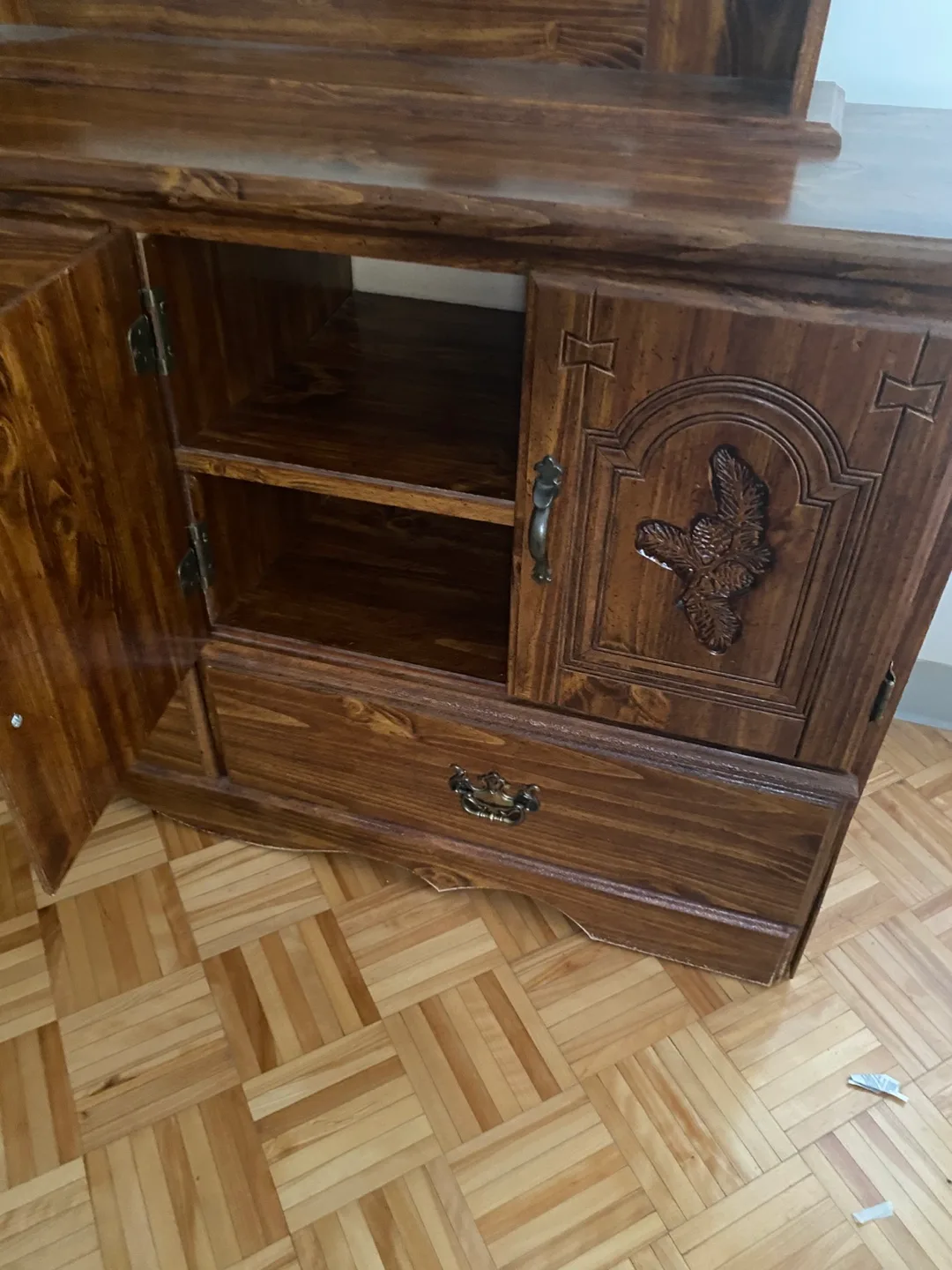 Vintage Wooden Armoire with Drawers image indicator(2)