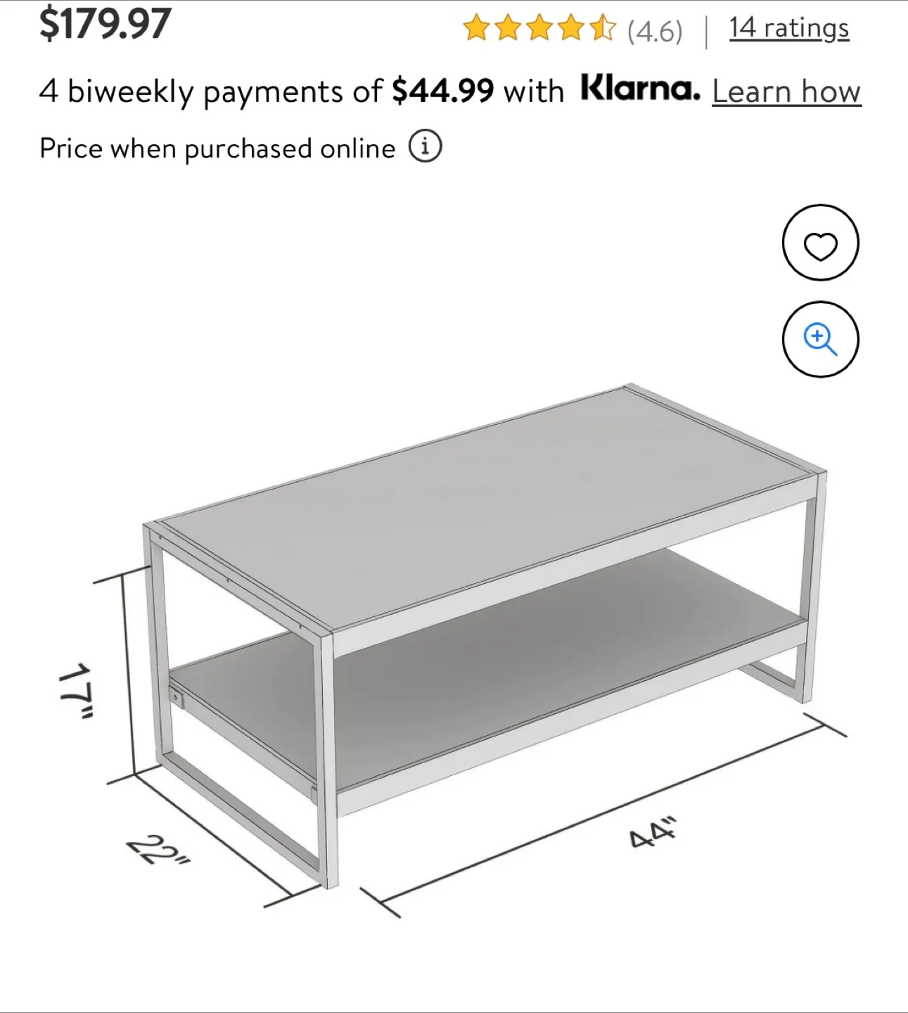 Safdie & Co. Coffee Table - Dark Taupe Black Metal image indicator(4)