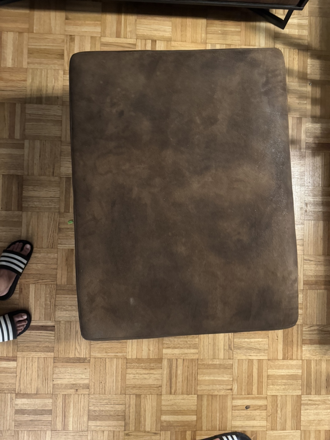 Brown Faux Leather Storage Ottoman - photo 3
