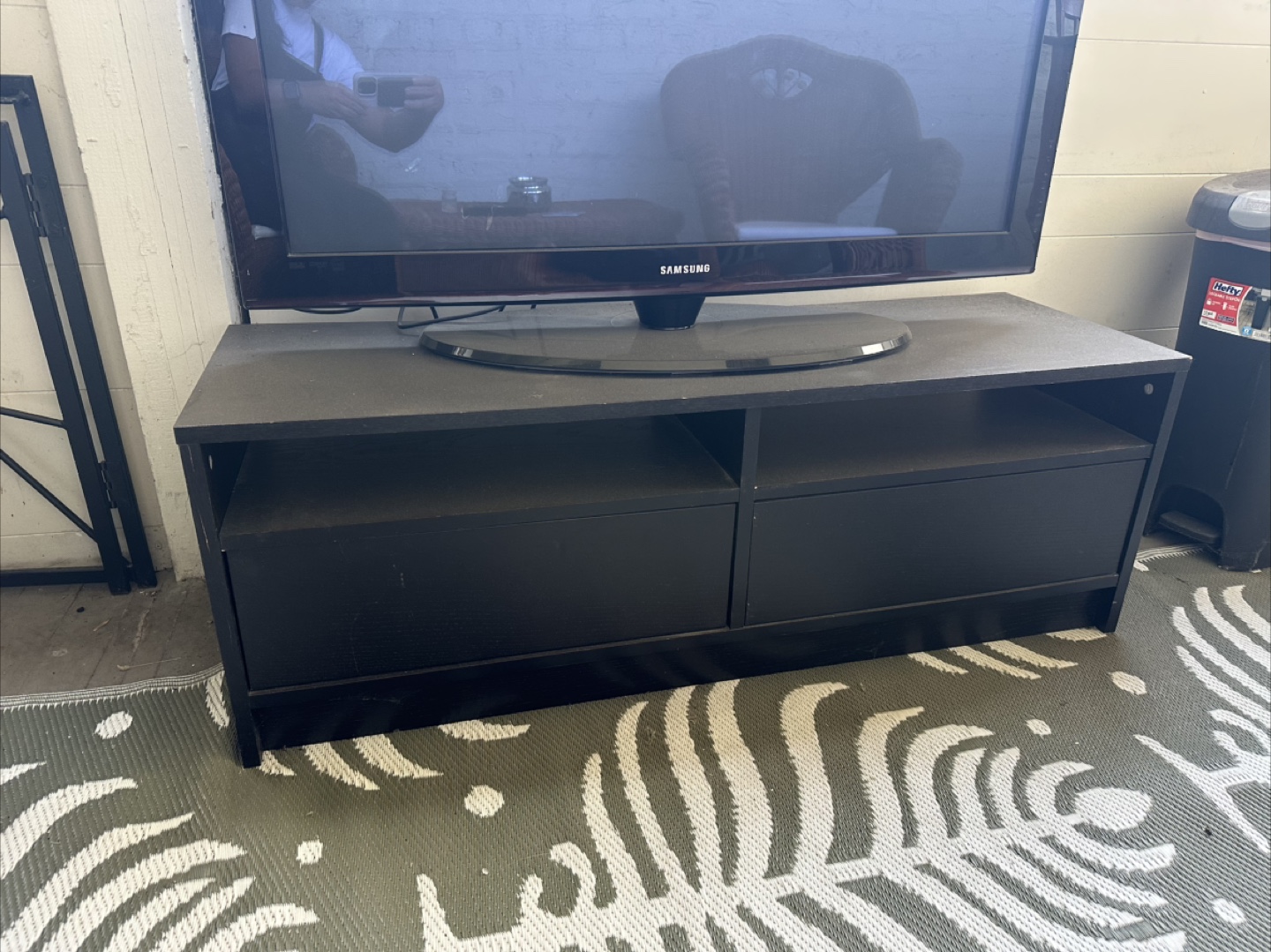 Black TV Stand with Two Drawers