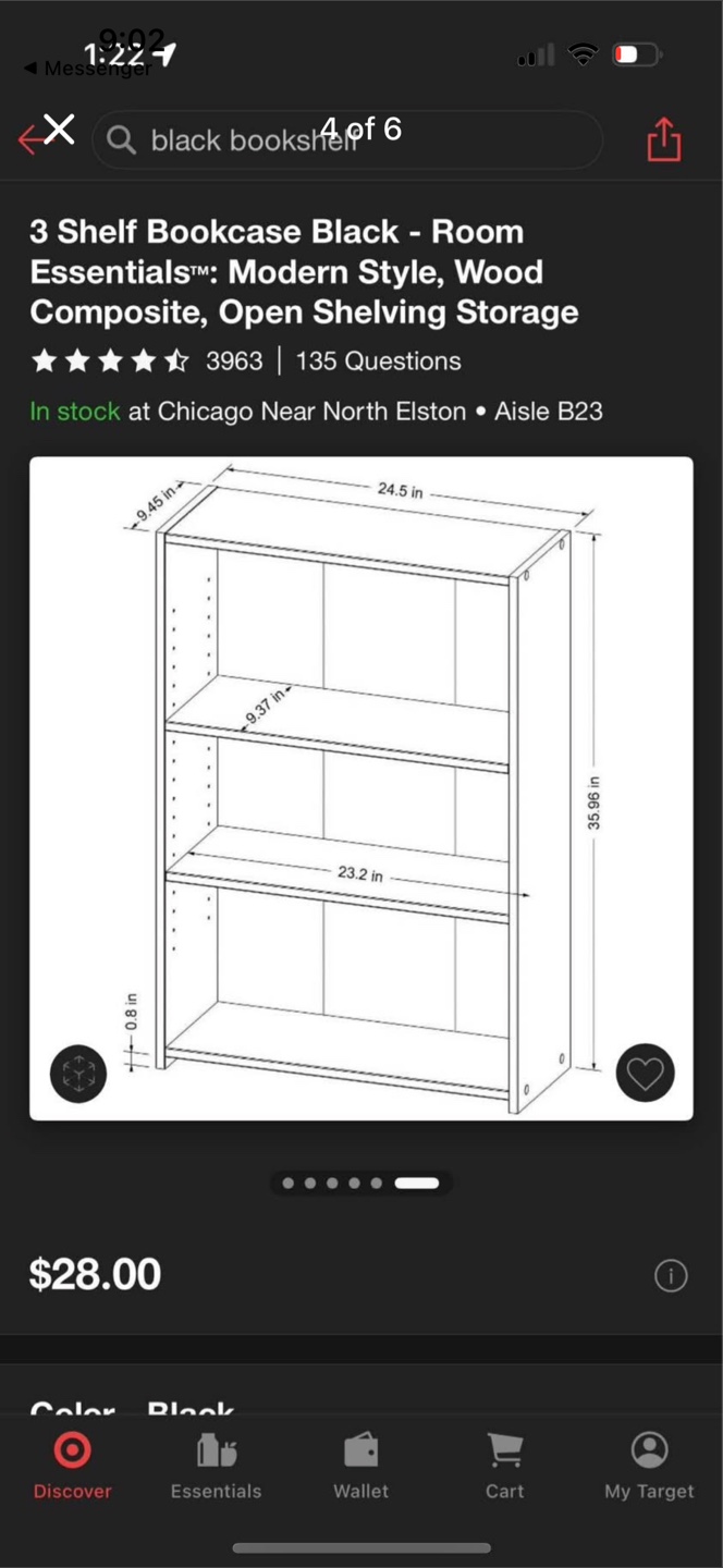 Target Room Essentials 3-Shelf Black Bookcase - photo 4