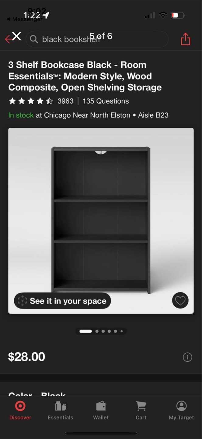 Target Room Essentials 3-Shelf Black Bookcase - photo 5
