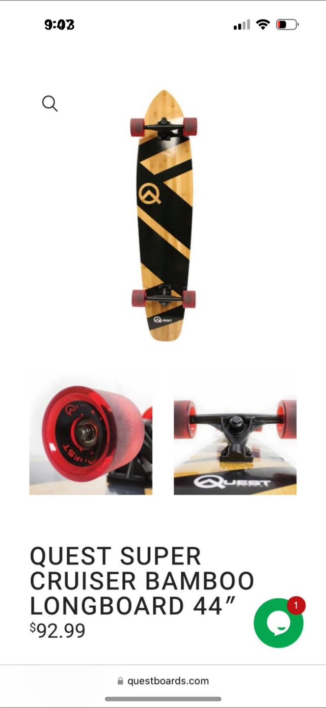 Quest Super Cruiser Bamboo Longboard 44" - photo 3