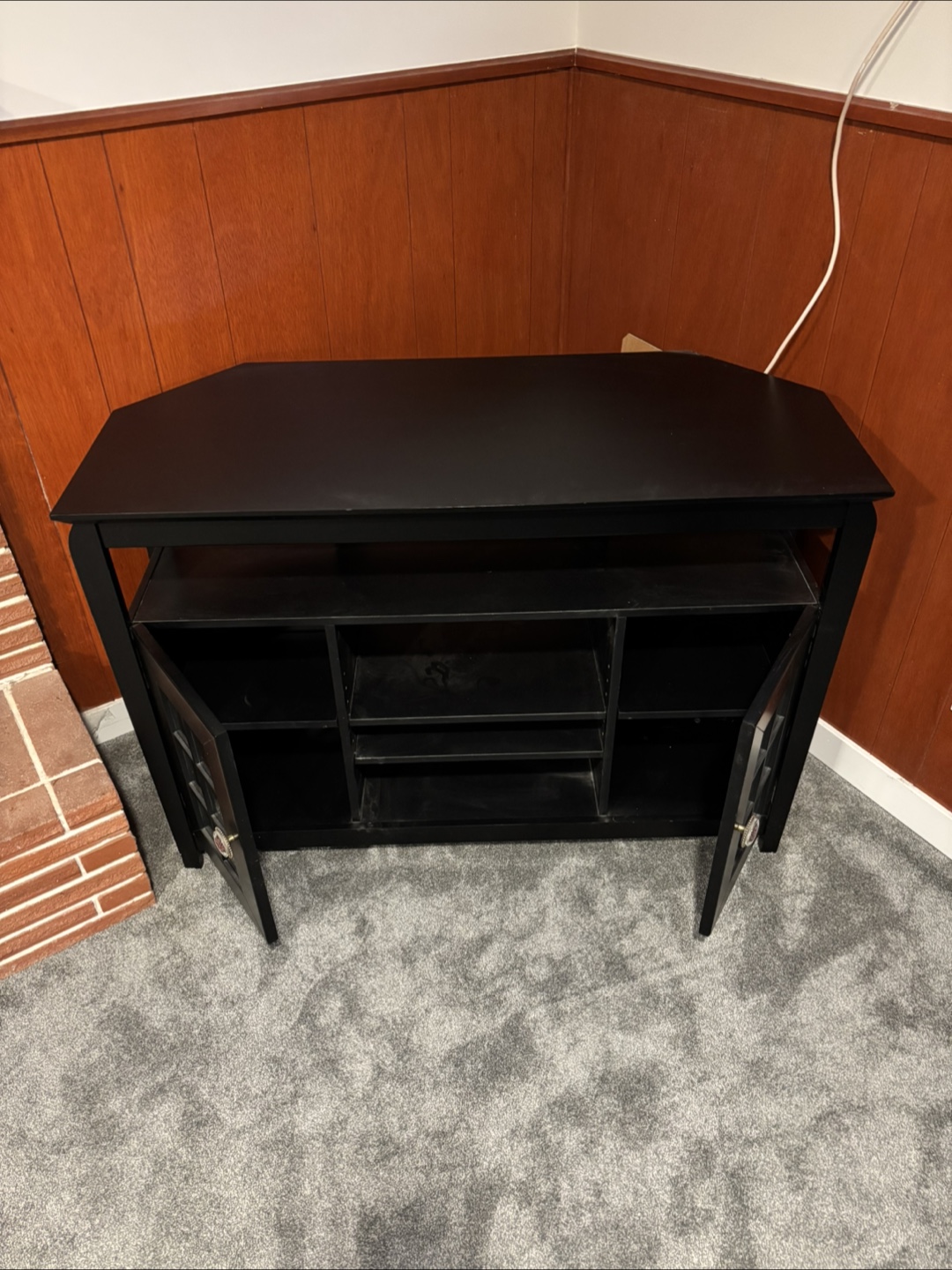 Black Solid Wood Corner TV Stand - photo 2