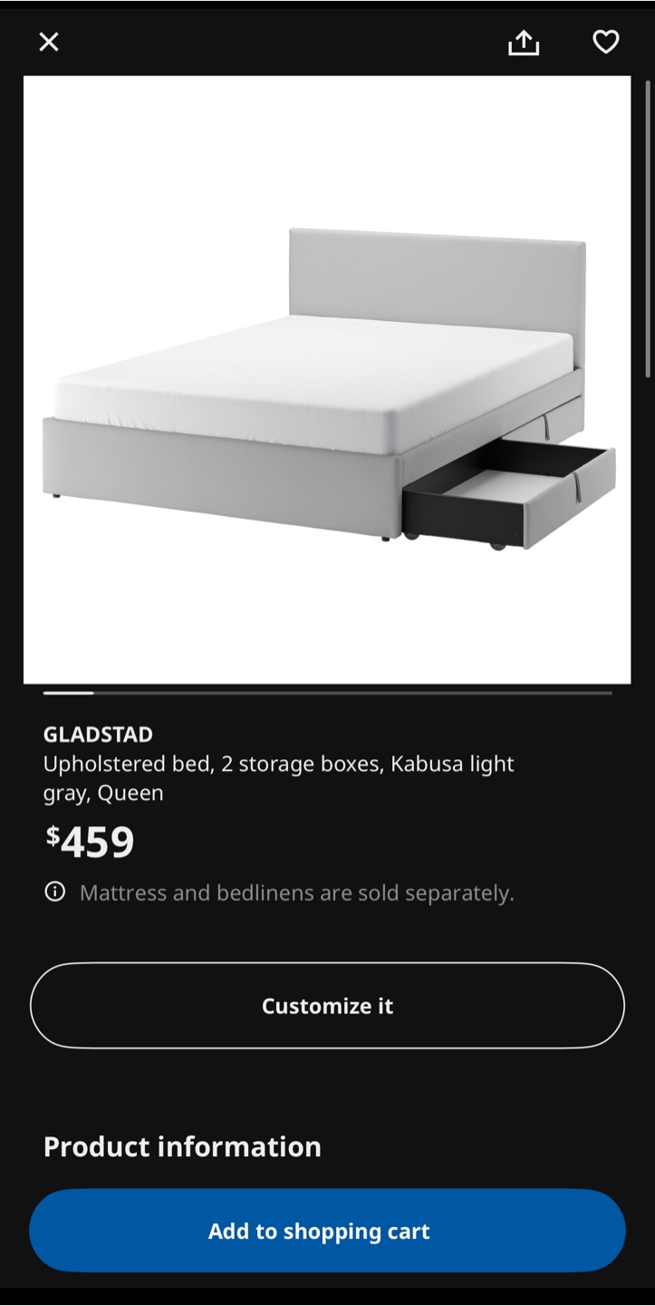IKEA Queen Bed Frame, mattress, protector, comforter, pillows - photo 5