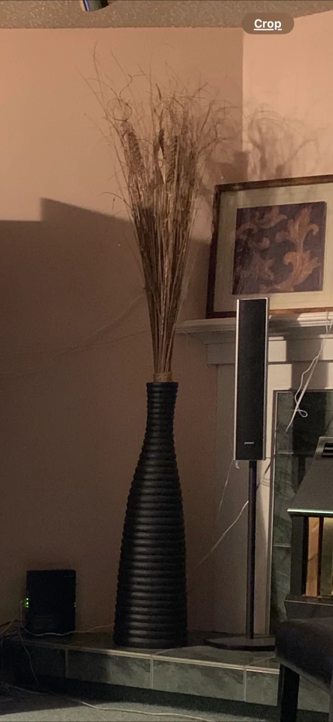 Tall Black Vase with Dried Floral Arrangement thumbnail