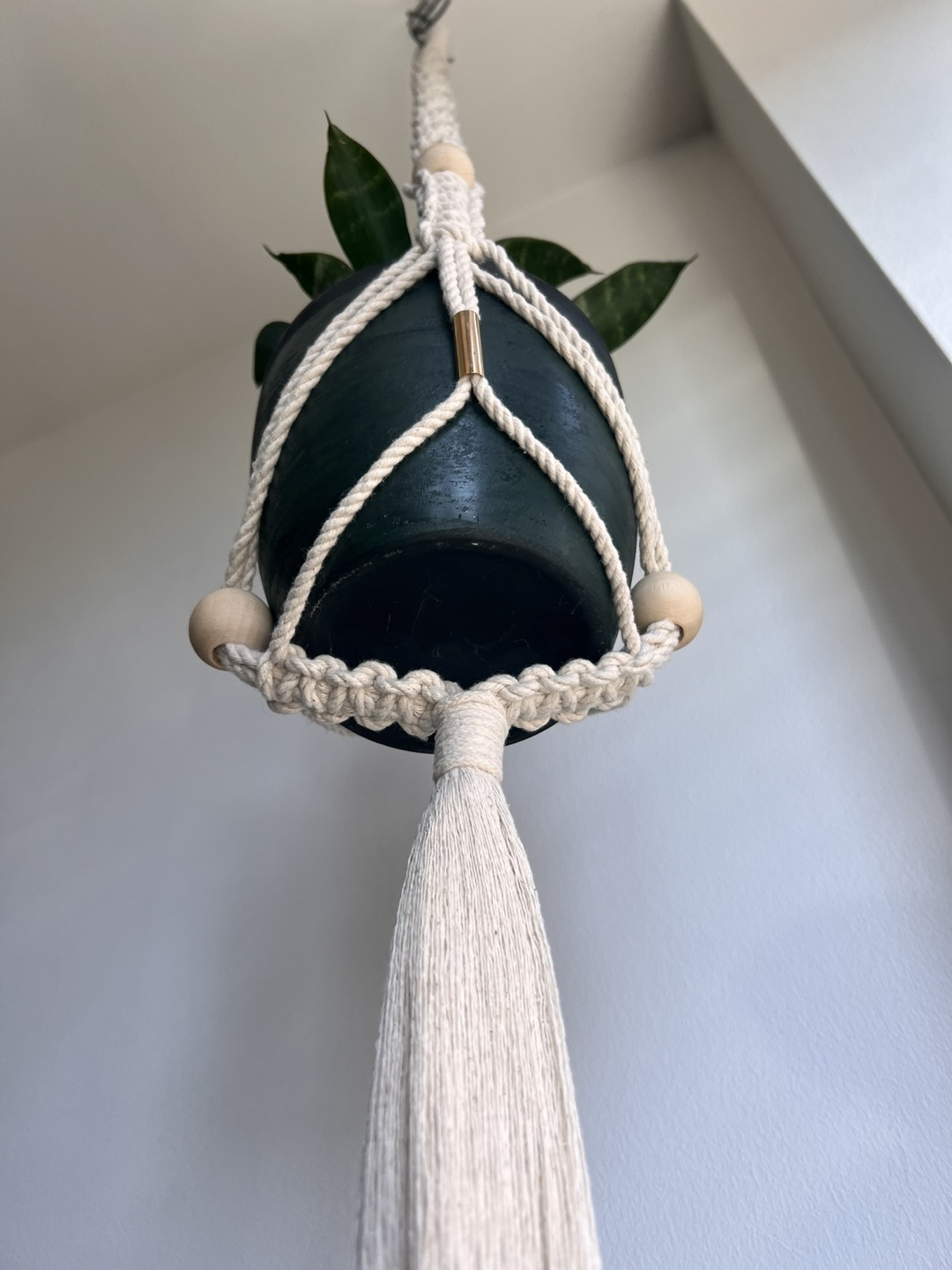 Macrame Plant Hanger with Wooden Bead Accents - photo 5