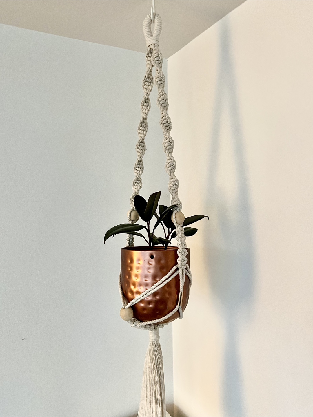 Macrame Plant Hanger with Wooden Bead Accents - photo 2