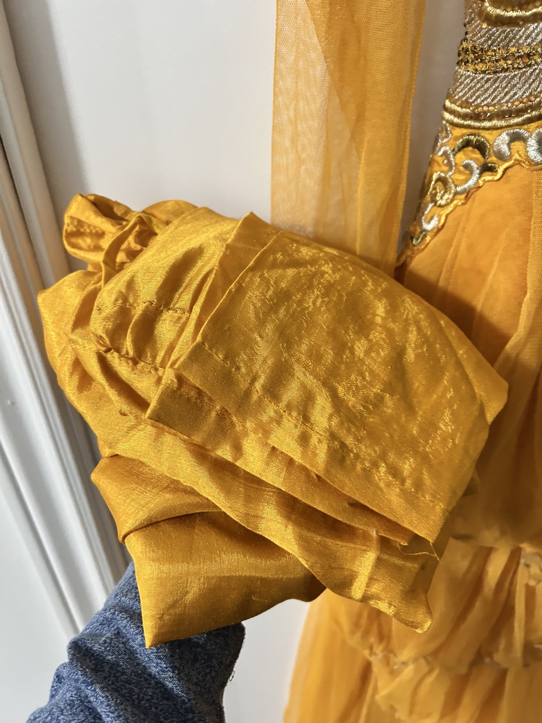 Mustard Yellow Embroidered Girls' Gown - photo 4