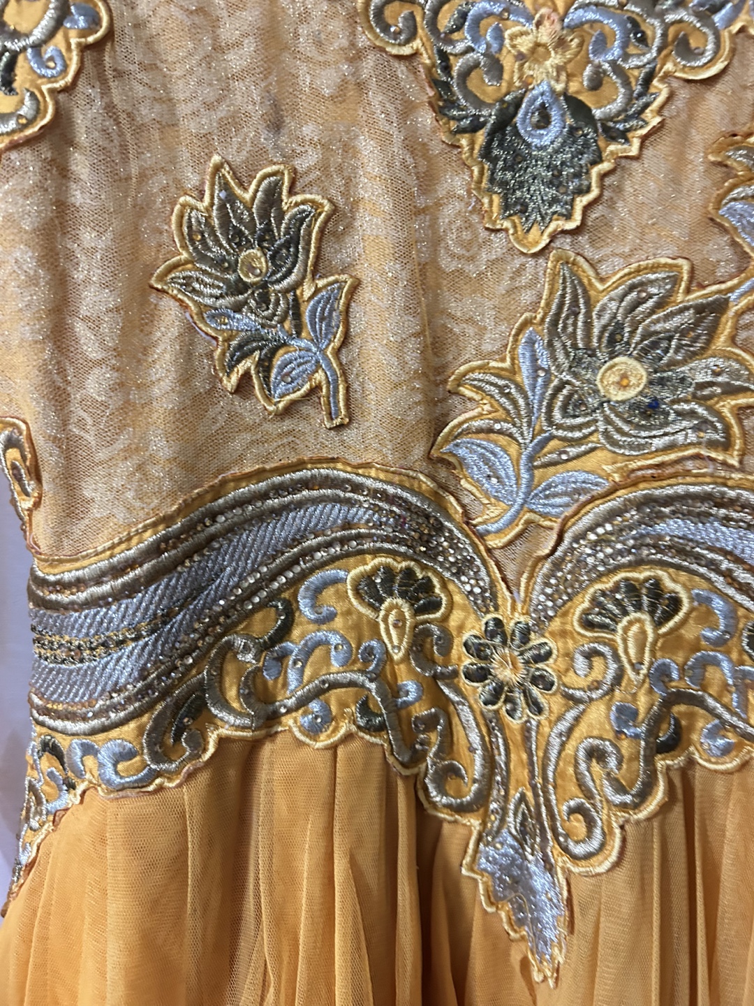 Mustard Yellow Embroidered Girls' Gown - photo 3