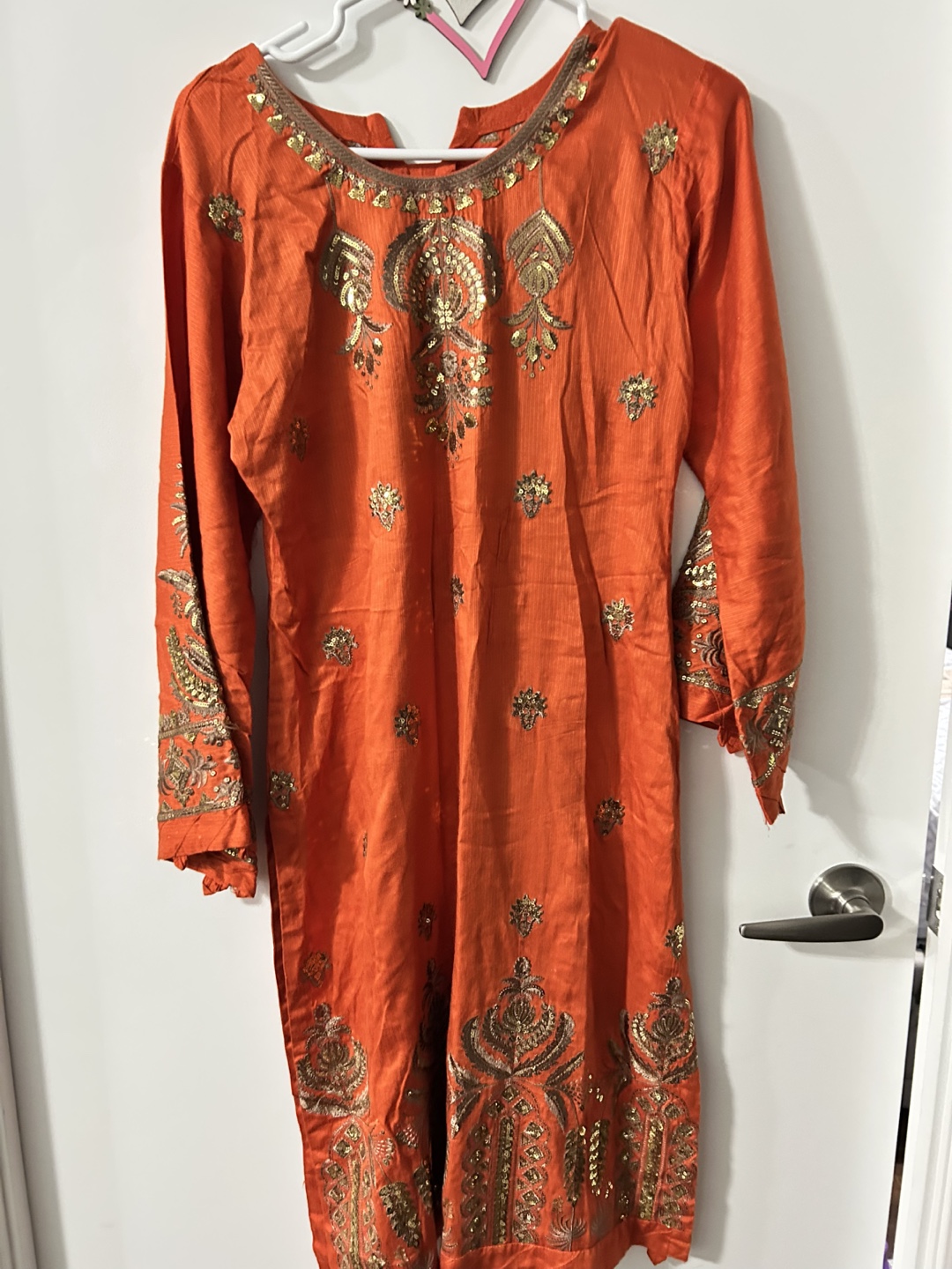 Orange embroidered kurta