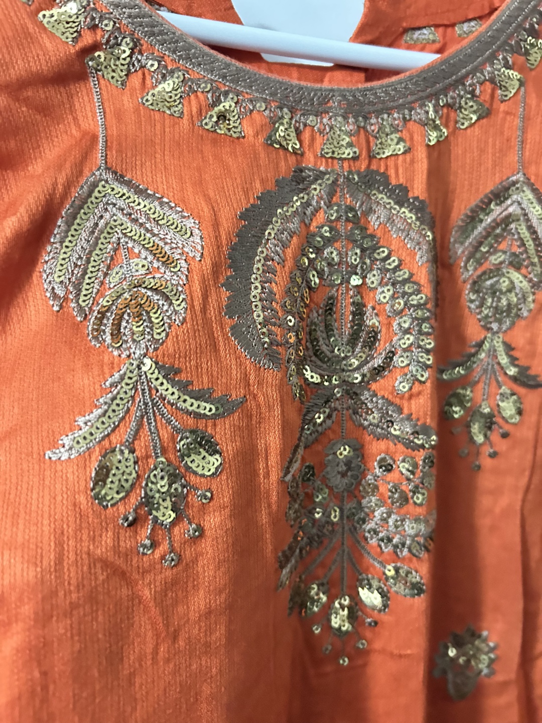 Orange embroidered kurta - photo 5