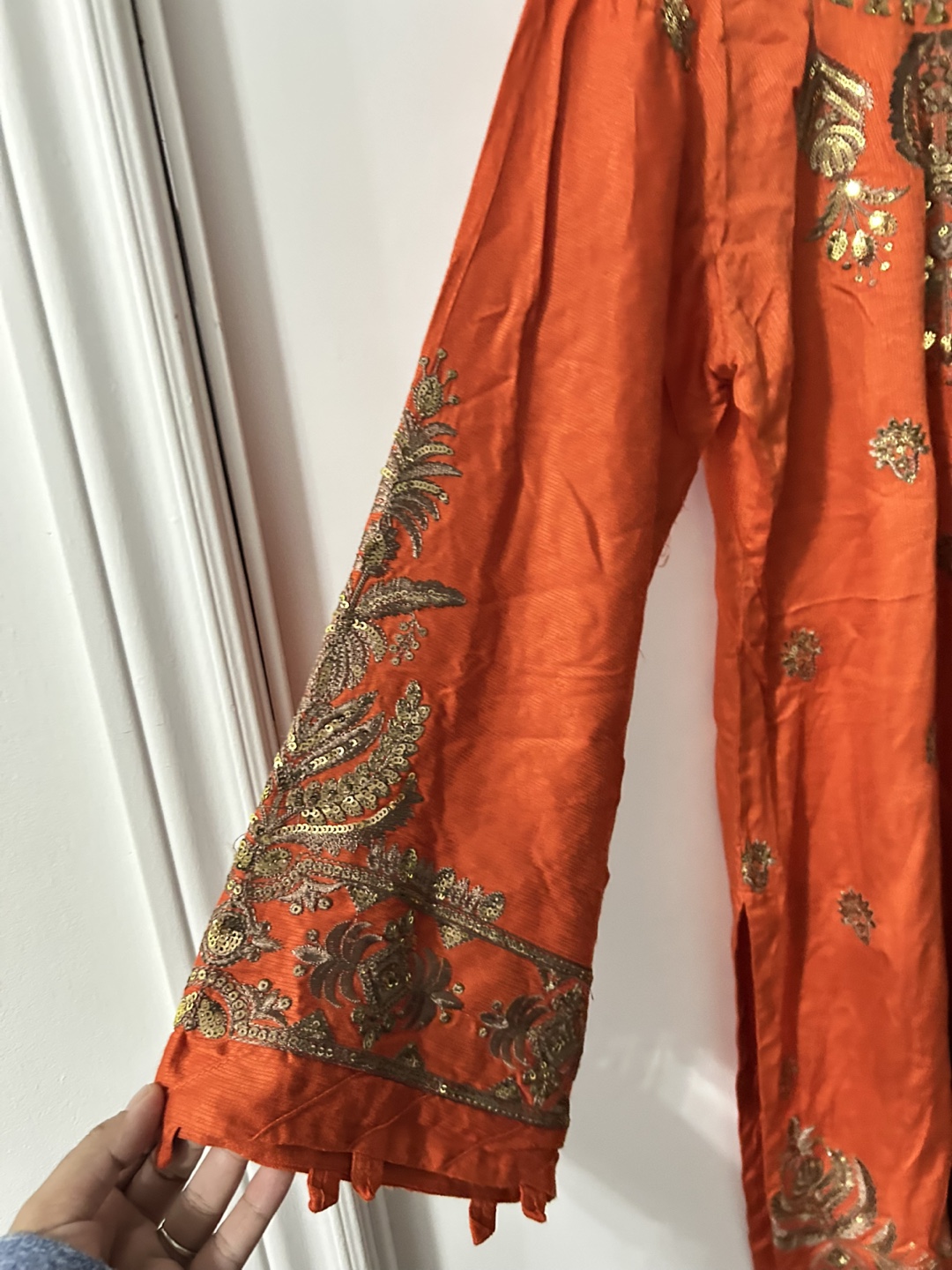 Orange embroidered kurta - photo 4