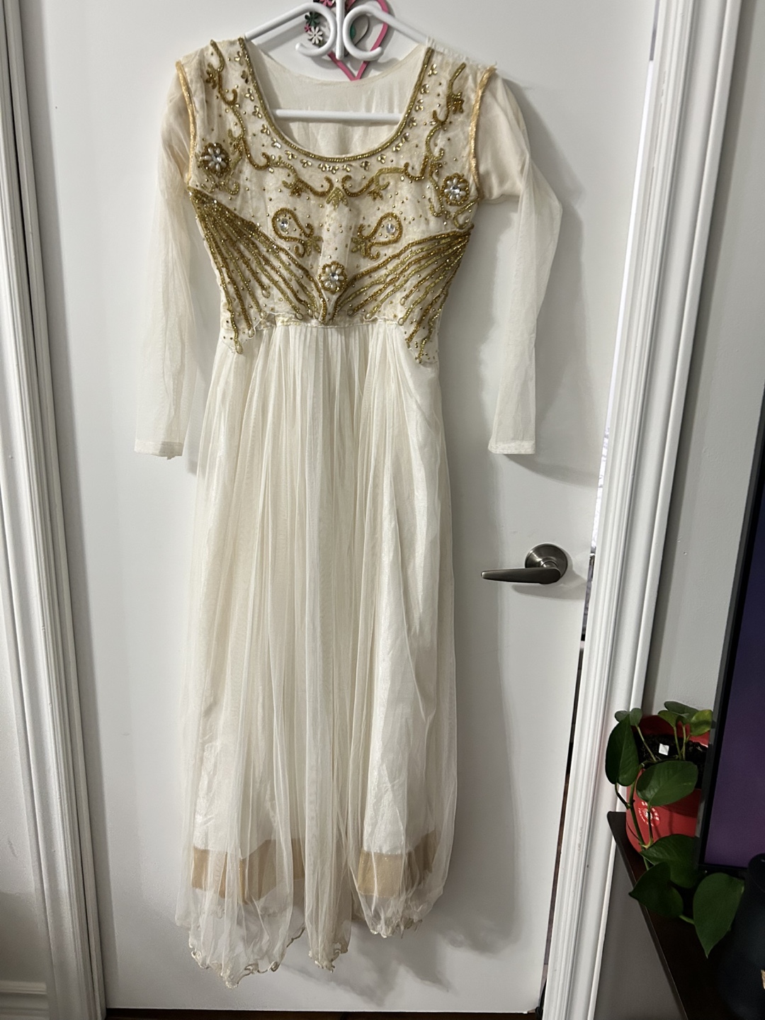 Beaded Off-White Anarkali Gown