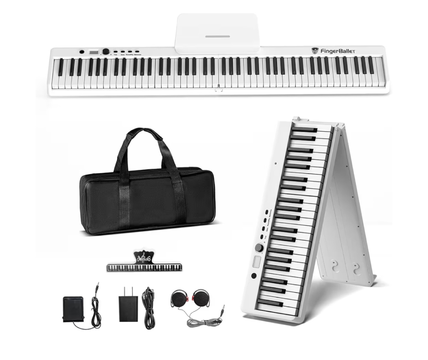 88-Key Portable Keyboard with Stand, Bag, and Accessories