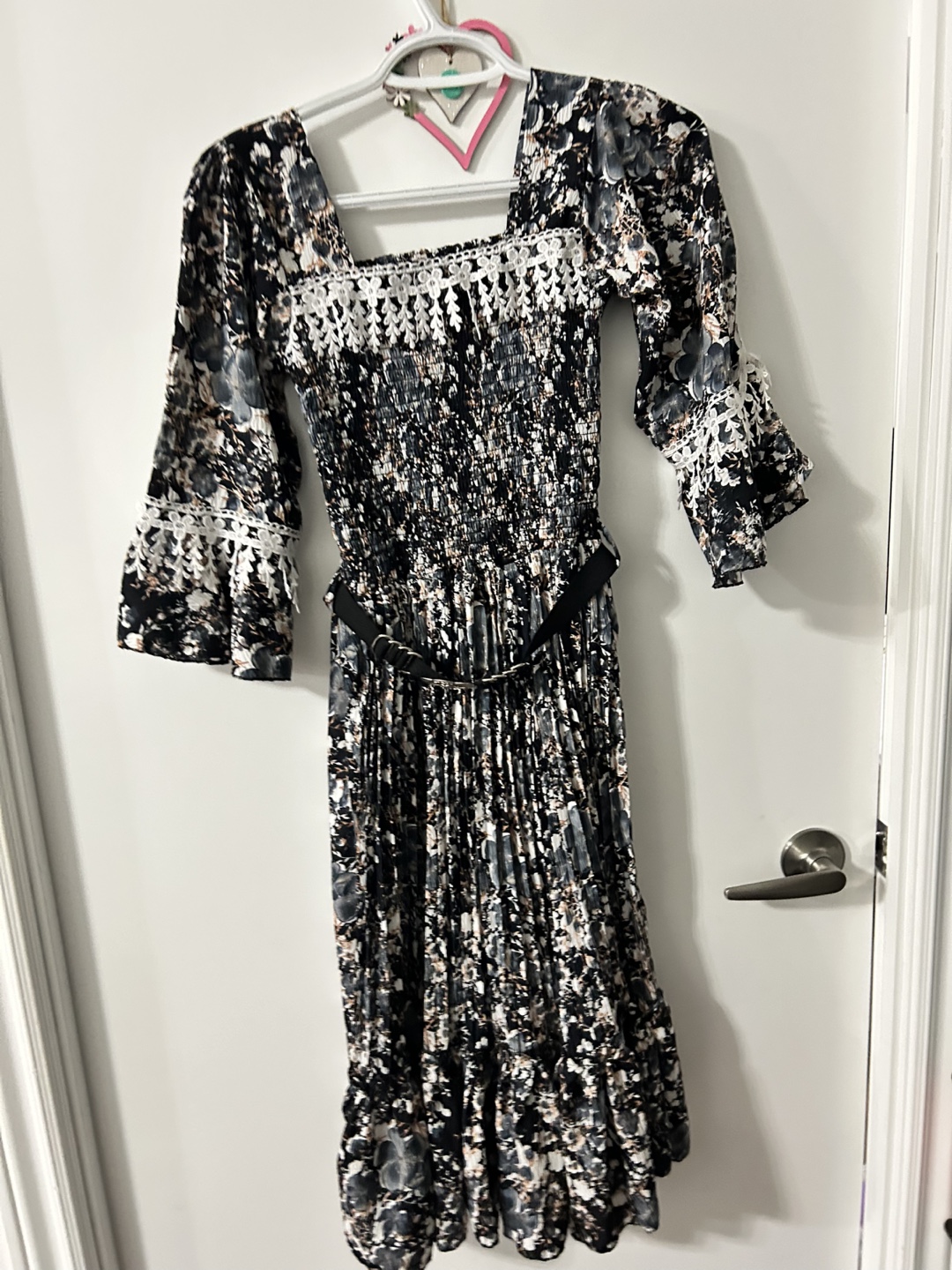 Floral Midi Dress with Bell Sleeves