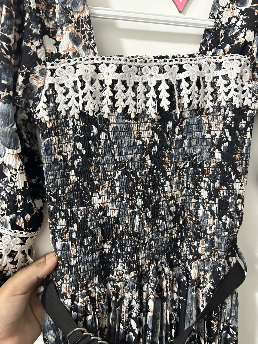 Floral Midi Dress with Bell Sleeves - photo 3