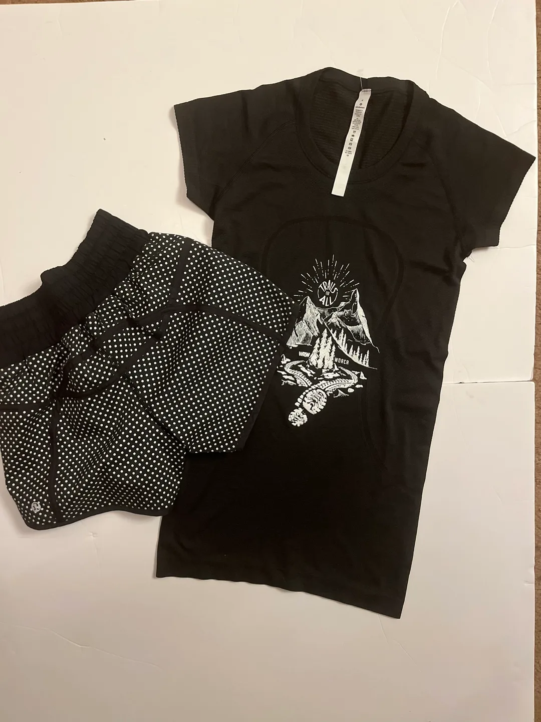 Lululemon Black Running Shorts and Shirt Set thumbnail
