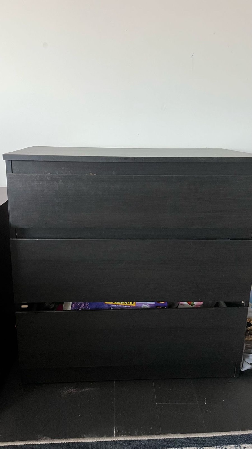 Three-Drawer Dark-Brown Chest of Drawers