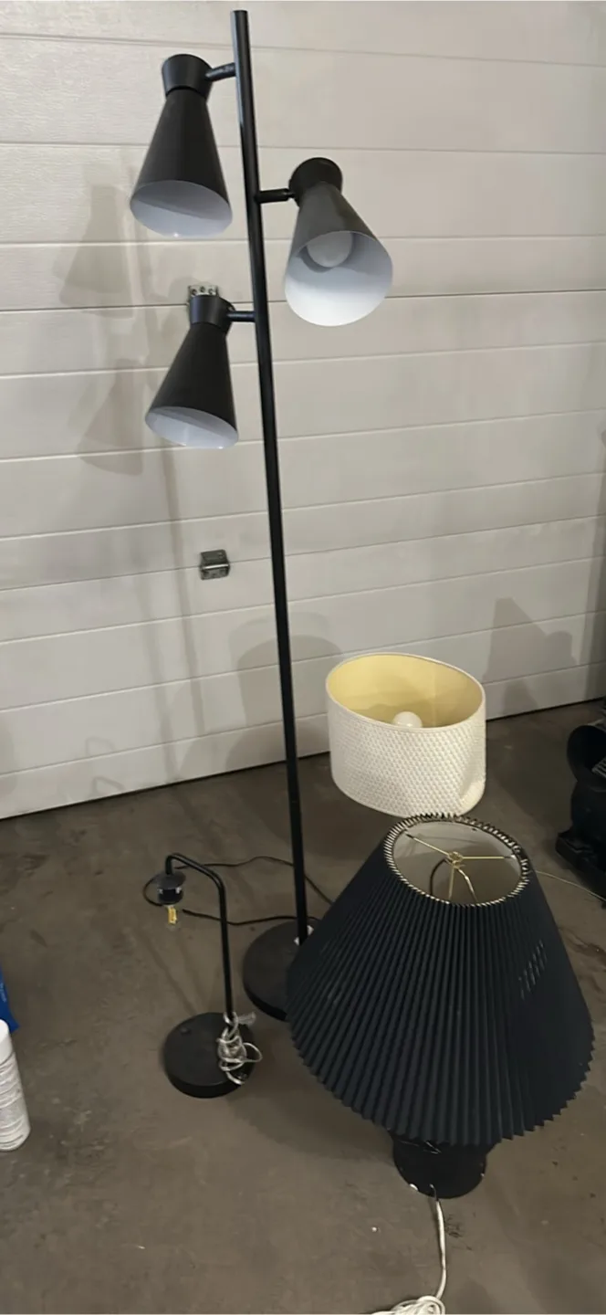 Three-light floor lamp, table lamp, and lampshades thumbnail